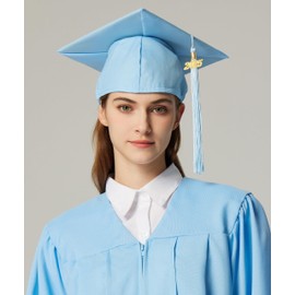 MyGradDay Unisex Adult Matte Graduation Cap with 2024 2025 Tassel Year Charm for High School & Bachelor Sky Blue