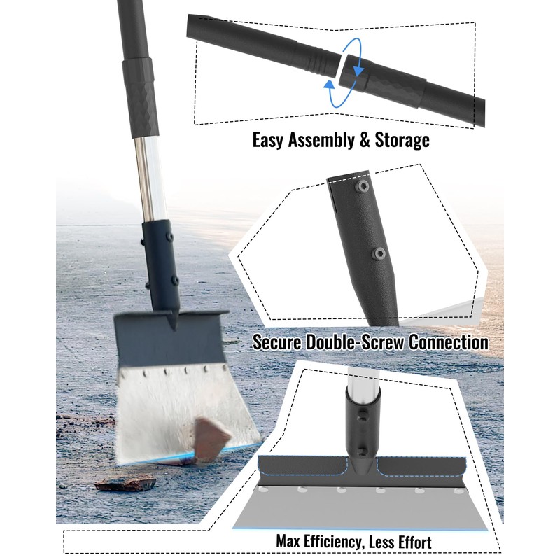 Garden Flat Shovel, Heavy Duty Multifunctional Cleaning Shovel with 60"