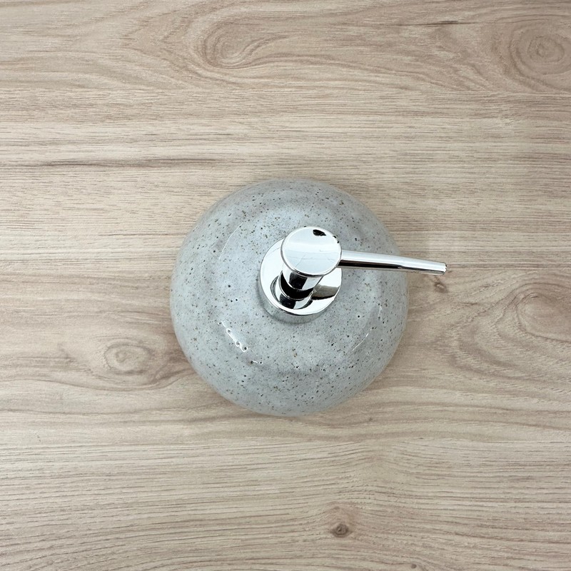 pf+a Speckled Stone Soap Dispenser, Round Shape, Grey with Chrome