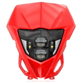 babolighting LED Headlight w/ Red Fairing For Honda CRF125F CRF150F CRF230F CRF250F CRF450L
