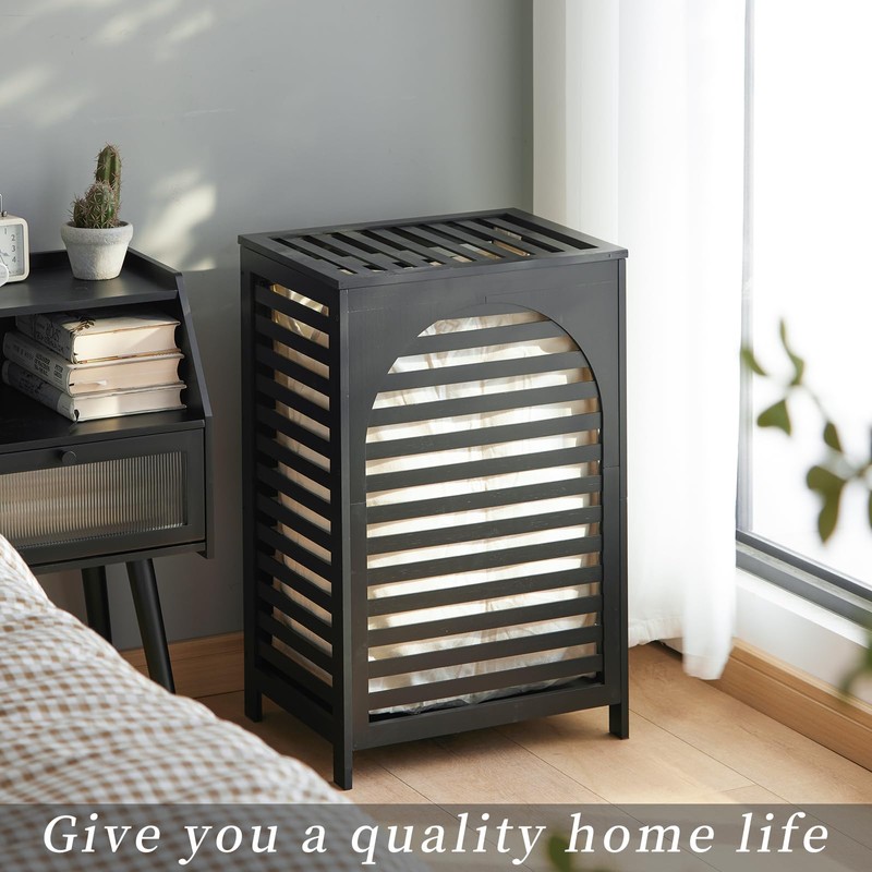 Laundry Hamper with Lid,Bamboo Large Waterproof Clothes Laundry Basket,Removable Washing