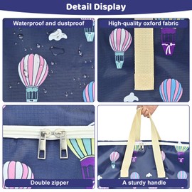 2Pcs Duvet Storage Bags with Zips, Large Storage Bag Waterproof Heavy Duty Oxford Laundry Bags, 84L Big Bag for Moving, Foldable Clothes Comforter Storage Bag for Clothes Quilt Blankets (Blue Ballon)