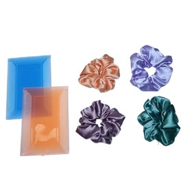 2 Double Sided Lice Removal Combs with 4 Glossy Silk Satin Hair Scrunchies - Effective Lice Comb with Fine Tooth and Stylish Hair Accessories for All Hair Types - Perfect for Daily Use (Blue, Orange)
