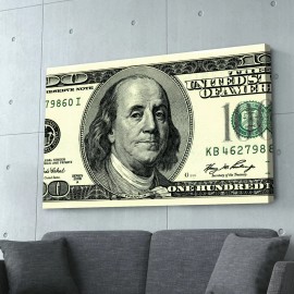 Unbranded 100 Dollar Bill Canvas Print | Old Money Art | Motivational Quote | Extra Large - 48" W x 32" H