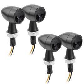 Yuumo+ Motorcycle Turn Signal LED Mini Mini Cannonball Type High Brightness General Purpose M8 EU Certification E-Mark Amber Smoke Lens Set of 4