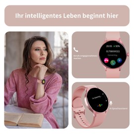 BingoFit Smartwatch Damen mit Telefonfunktion,1,43'' AMOLED Touchscreen Fitnessuhr, Fitness Tracker mit Pulsuhr Schlafüberwachung Blutdruck SpO2, 50+Sportmodi Schrittzähler Uhr für Damen Herren