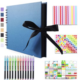 Vienrose DIY Photo Album 28.5 x 21 cm DIY Photo Book 80 Pages Silk Ribbon Craft Paper Album for 160 10 x 15 Photos Baby Family Valentine's Day Birthday Anniversary Gift