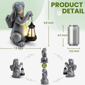 YDKOJGW Solar Garden Outdoor Statues Rabbit with Solar Lantern,Outdoor Bunny Figurines Decorations,Lawn Decor Bunny Statue for Patio, Balcony, Yard Ornament,Unique Housewarming and Easter Gifts