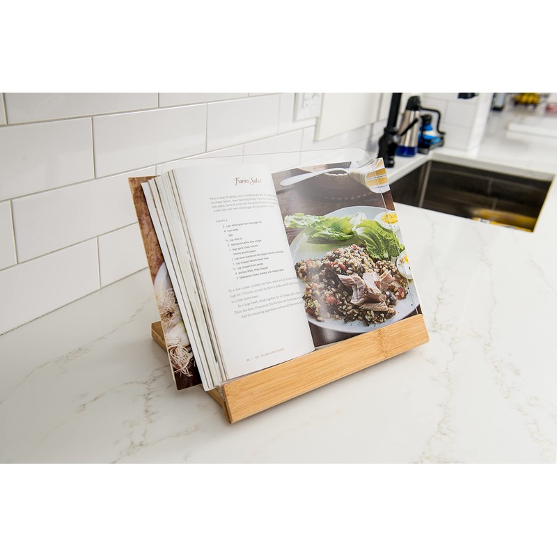 Lipper International 8815 Bamboo Wood and Acrylic Cookbook Holder, 12-1/2"