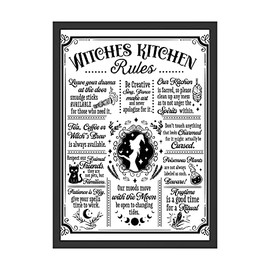 WBdesignz Witches Kitchen Rules Witches Kitchen Picture Wall Decoration Cooking Wall Picture Baking Witch Magic Gift Chef - Funny Rules for the Kitchen (without Frame)