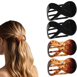 Haarklammern, Haarspangen für dickes Haar, für Damen und Mädchen, 8-förmig, rutschfest, starker Halt, Zubehör für lockige und gewellte, glänzendes Schwarz, glänzendes Bernstein-Set, 4 Stück