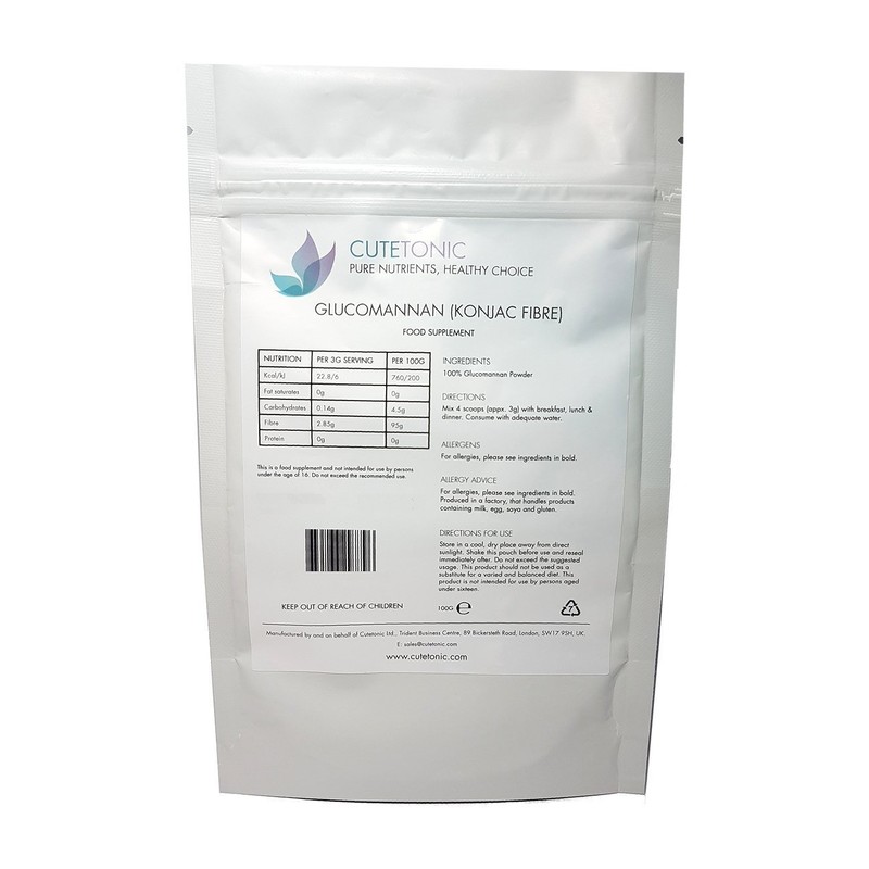 Cutetonic® Pure Ultra Fine Glucomannan (Konjac Fibre) Powder (500g)