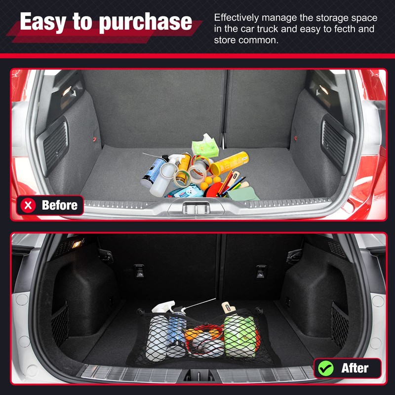 Tuanse 4 Pcs Stretchable Small Cargo Net Pocket Storage Mesh