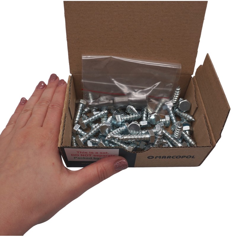 (Pack of 50) DIN 571 Galvanised Steel Hexagon Wood Screws