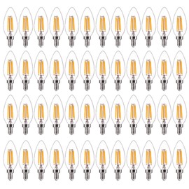 FLSNT 48 Pack LED Candelabra Bulbs 60W Equivalent, B11 Dimmable LED Chandelier Light Bulbs, E12 Base, 2700K Soft White UL,CA65 Listed.