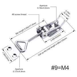 RiaYer Premium Toggle Clamp Kit, 304 SS Adjustable Locking Mechanism (91-104mm/3.6-4.1 Inch), 2-Pack Durable Quick Latches for Storage & Display Cases