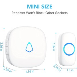 SECRUI Wireless Doorbell, Waterproof Door Bell Ringer Wireless 1000ft Range, 2 Remote Buttons Different Tones, 58 Chimes 5 Volume Levels LED Flash, Door Bells & Chimes for Home/Classroom/Office