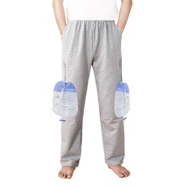 Catheter Pants for Men/Women with 2 Zippered Side Pocket, Holds (2) 2000ml Leg Bags, Urine Bag Pants for Nephrostomy, Foley, Cystostomy, Suprapubic & Biliary Catheters(Grey/L)