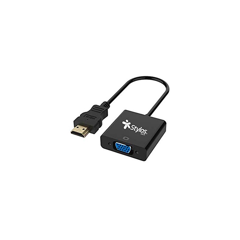 Stylos STACHV1B Convertidor Tech HDMI/VGA Cable Auxiliar 3.5mm Color Negro