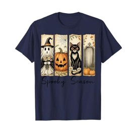 Spooky Season Shirt Black Cat Ghost Pumpkin Grave T-Shirt