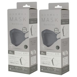 Fuji KF94 Mask, 4 Layer Non-woven Fabric Mask (20 Pieces), Dark Gray, Large Mouth Mask (2)