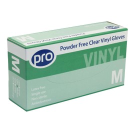 Pro Powder Free Clear Vinyl Gloves M