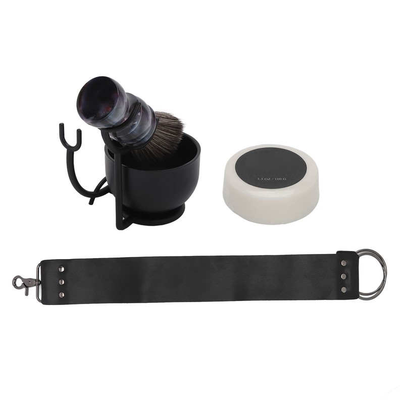 Beard Trimming Set Foaming Bowl Brush Stand Soap Sharpening Cloth