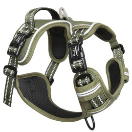 HEELE Dog Harness, No Pull Dog Harness Small, Release on Neck, Front Back Clips Dog Vest Harness Reflective Adjustable Padded, Easy Control Handle for Outdoor Walking Training, Green, S