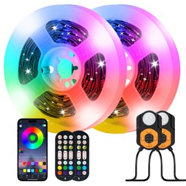 LED Strip with Motion Sensor, 2 Pieces RGB LED Strips, 3 m with App Control and 2.4G RF Remote Control, Night Light with Motion Sensor, Colour Changing, USB LED Light for Bed, Staircases, Home