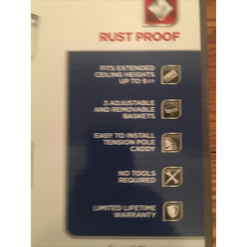 Glacier Bay Rustproof Tension Pole Shower Caddy Satin Chrome 1002