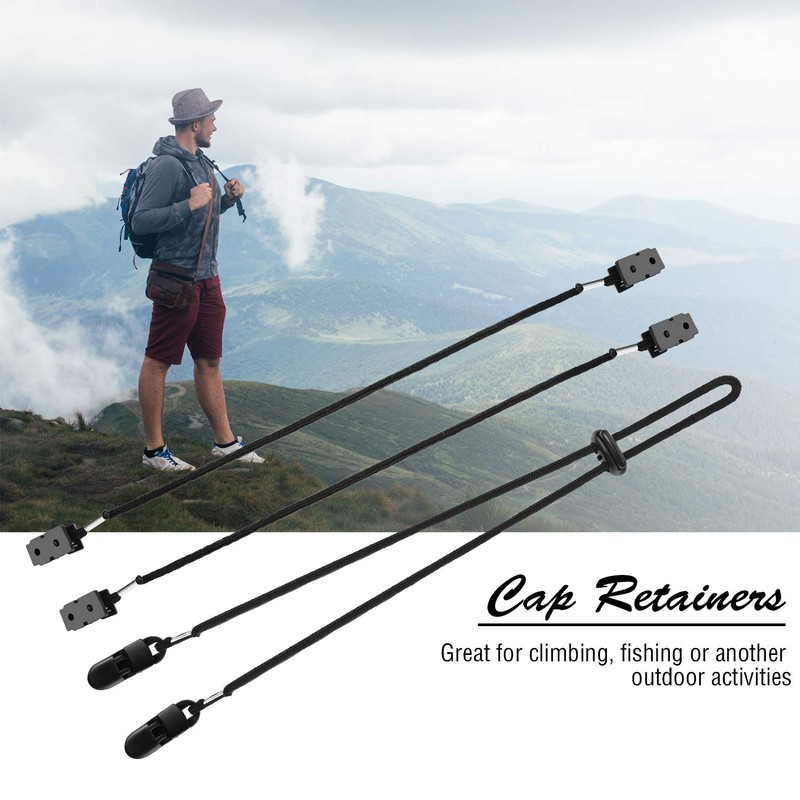 Black Adjustable Hat Strap Clips Windproof Clips Cap Retainers Anti-Lost