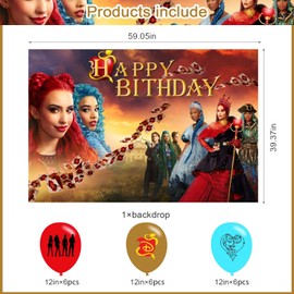 Descen_dants Birthday Party Supplies Backdrop 5x3Cartoon Movie Boys Kids Happy Birthday Background Photography Descen_dants Party Decorations Banner Photo Booth Props