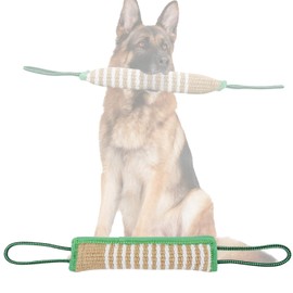 Dog Tug Toy, Dog Bite Jute Pillow Pull Toy with Strong Handles, Perfect for Tug of War, Puppy Training Interactive Play, Durable Bite Training Toys for Medium to Large Dogs