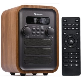 Denver DAB-48 Bluetooth DAB Radio With Remote Control - DAB/DAB+ Digital Radio Mains Powered – DAB Bluetooth Radio Speaker – DAB Alarm Clock – Grey With Large Remote Control