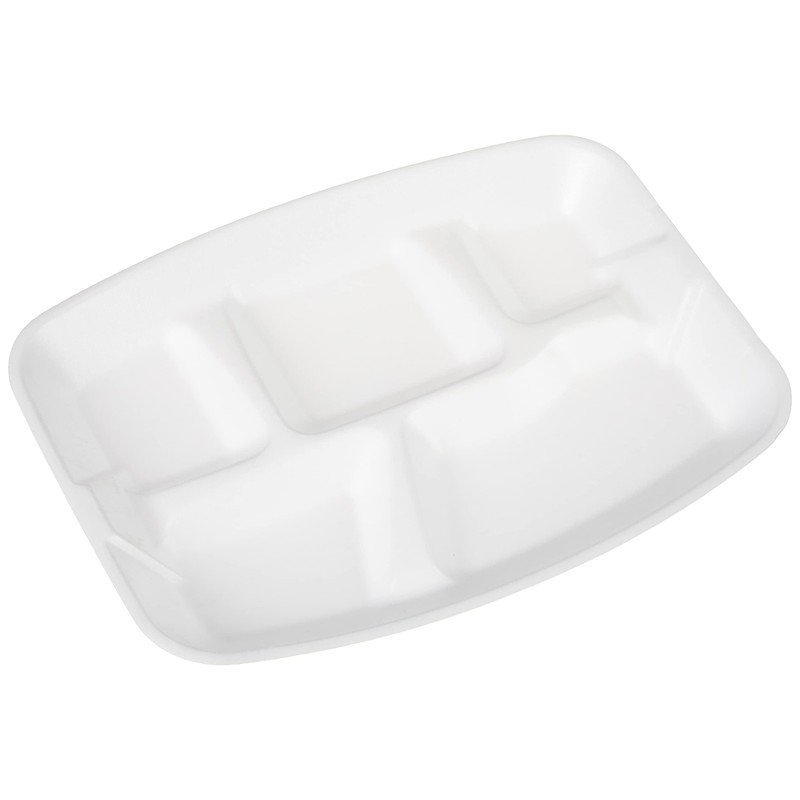 Hefty Everyday Soak-Proof Foam Compartment Tray, White, 9 x 11
