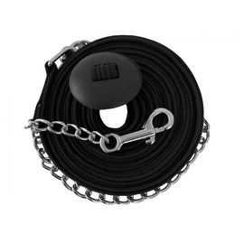 Generic 25' Flat Cord Cotton Lunge Line w/Chain & Stopper, Black