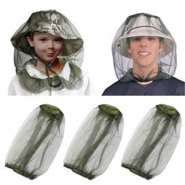 3 Pack Mosquito Prevention Head & Face Covering Mesh, Lightweight Cover Nets for Kids Adults, Outdoor Activities Elastic Band Opening Netting Protect from Insects (Hat Not Included) (Light Grey)