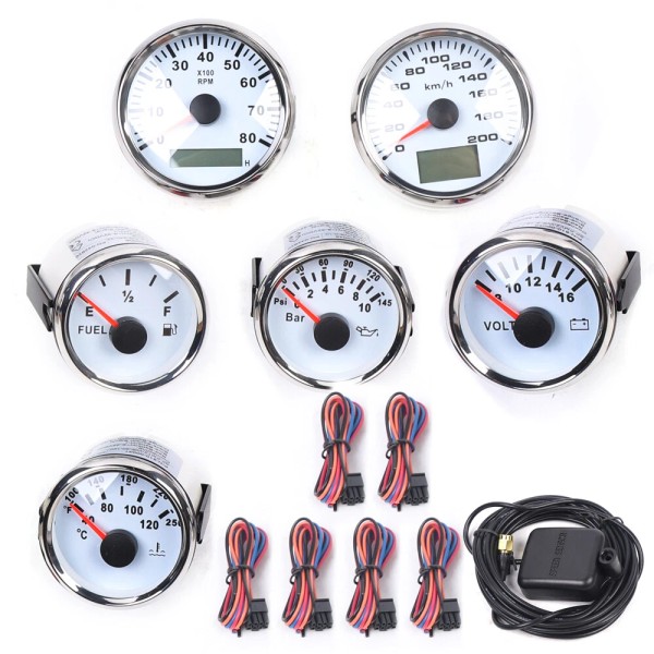 Unbranded Universal 6 Gauge Kit GPS Speedometer Fit Car Marine
