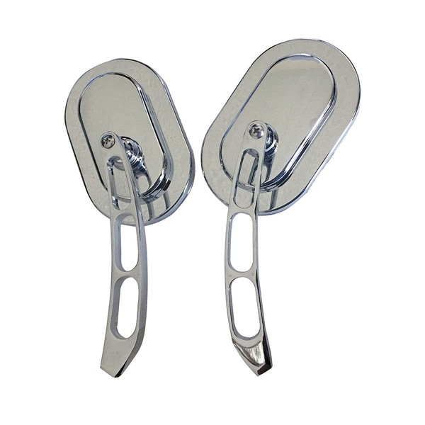 MotorToGo 1Pair Chrome Magnum Oval Head Teardrop Stem Motorcycle Mirrors