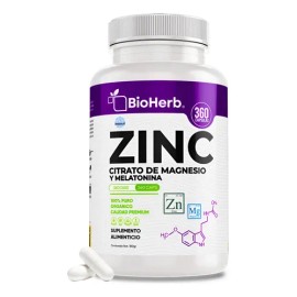 Bioherb Zinc Magnesio Melatonina 360 Capsulas 500mg Bienestar Relajación Natural Suprema Suministro Meses
