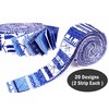 Soimoi 40Pcs Japanese Sashiko Print Precut Fabrics Strips Roll Up