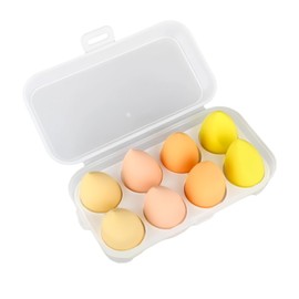 Multi-functional Makeup Sponge Puff Makeup Sponge Cushion Funde Water Drop Shape Egg Shape Cone Shape 8 Piece Set Sponge Puff Mei Beauty Egg Set Soft Wet & Dry Makeup for Various Cosmetics (Yellow)