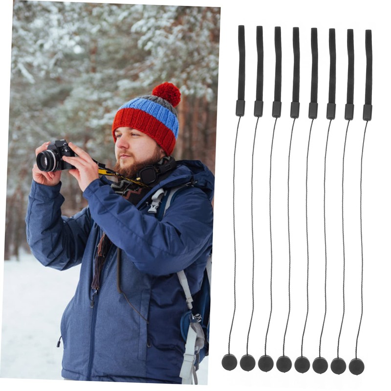 LALAFINA 20Pcs Lens Caps Keeper String Holder Lost Elastic Leash