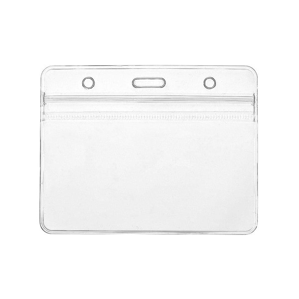 CKB LTD EXPO Large Horizontal/Landscape Clear/Transparent ID Waterproof Plastic Card Holder with Seal Closure for Exhibitions, Bag Size 110 x 90 mm, Card Size 100 x 70 mm - Pack of 50
