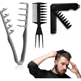 3 Piezas Set de Peine de Textura, Peine Texturizador para Hombre y Mujer Peine Texturizador, Plegable 2 en 1 y Cola de Pez 3 en 1, Crea Volumen, Ideal Cabello Fino, Uso Diario, Viaje y Profesional