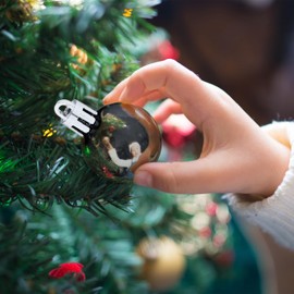 Relaxdays Christmas Baubles Set of 96, Glitter, Matte & Shiny Tree Baubles, Christmas Tree Decoration, Plastic, Black