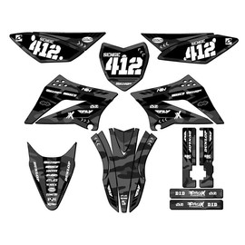 2010-2025 KLX 110 APACHE Grey Senge Graphics Complete Kit With Rider I.D. Compatible with Kawasaki