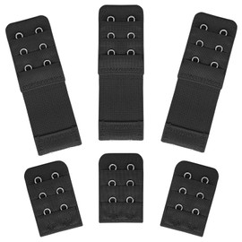 Lusofie Pack of 6 Bra Extensions 2/3/4 Hooks 3 Rows Bra Extender Soft and Comfortable Elastic Bra Strap Extension Bra Closure Extension for Women and Women (Skin Colour, White, Black), Black (2 hooks)