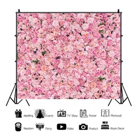 Pink Floral Backdrop for Photography Spring Flower Bridal Backdrop Family Wedding Birthday Valentine's Day Mother Day Party Backdrop Baby Shower Adult Girl Portrait Banner Art Studio Prop 10x8ft