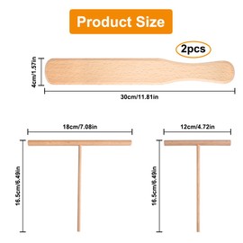 Set of 4 Crepes Distributors Made of Beech Wood, Dough Distributor for Crepes, T-Shaped T-Shape Crepes Turner Crepes Distributor Set, Crepe Maker Accessories, Crepe Slider for Pancakes and Thin